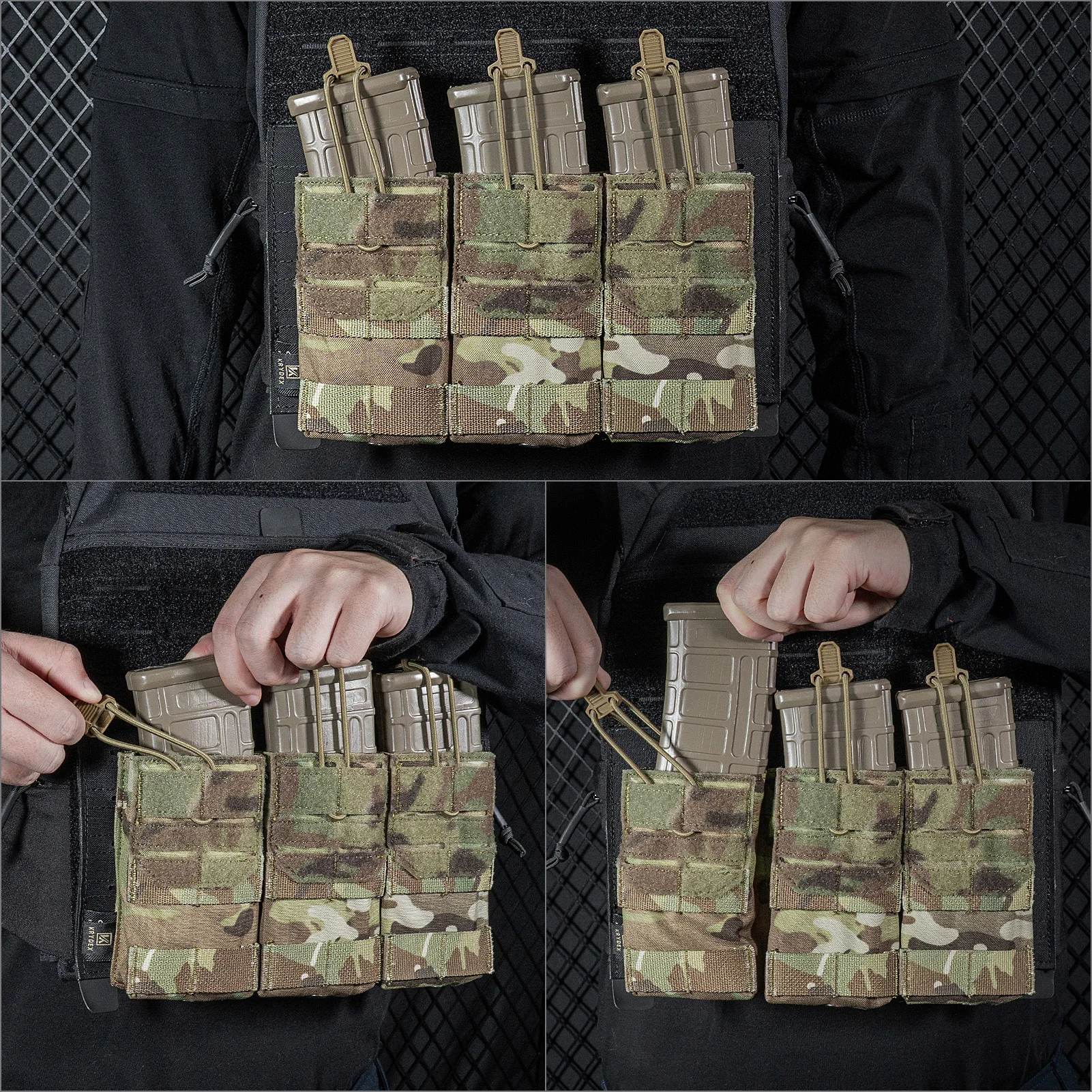 KRYDEX Funda Táctica MOLLE Triple Cargador 5.56mm M4 M16 AR15 - imagen 4