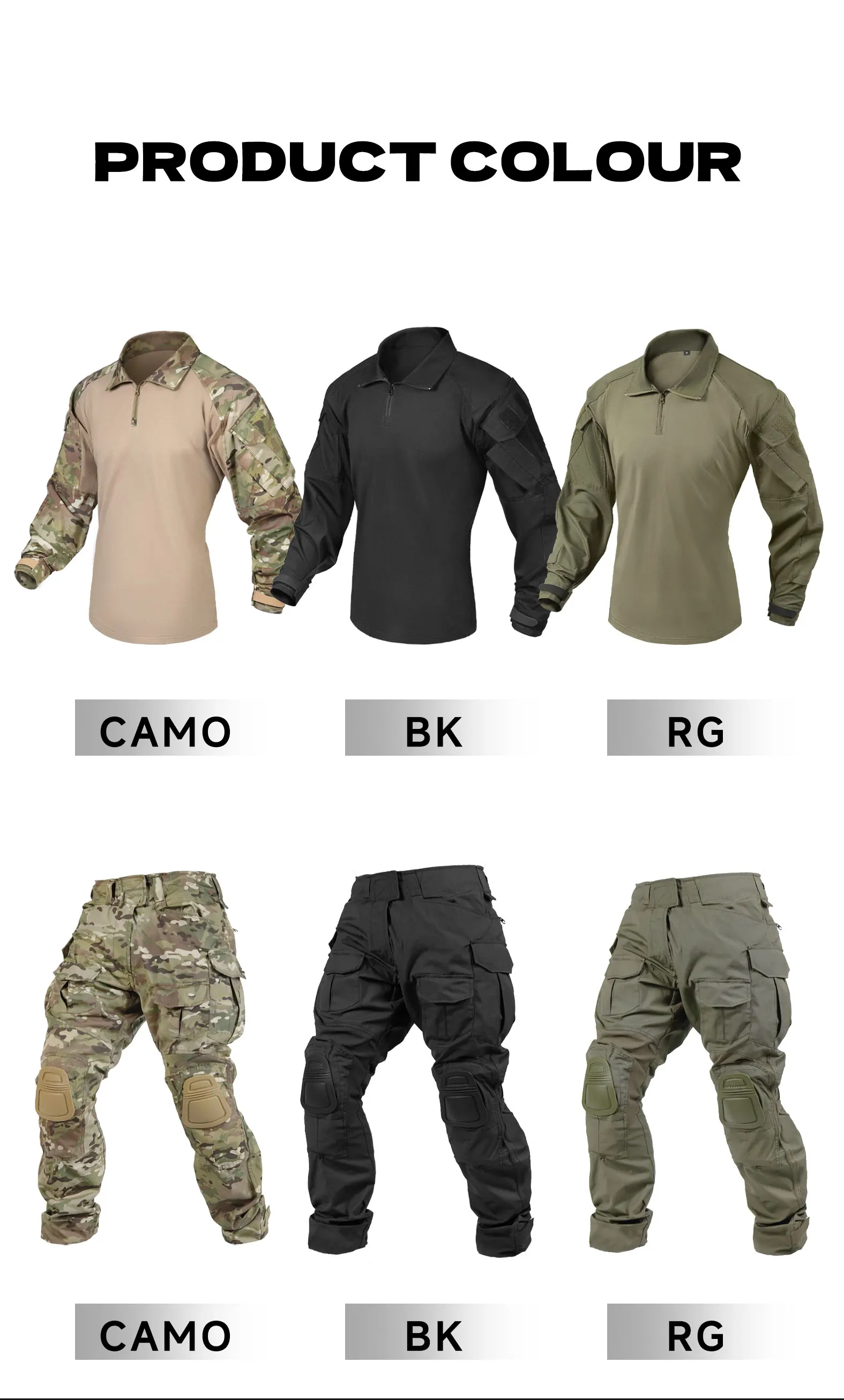 Colores disponibles del uniforme de combate