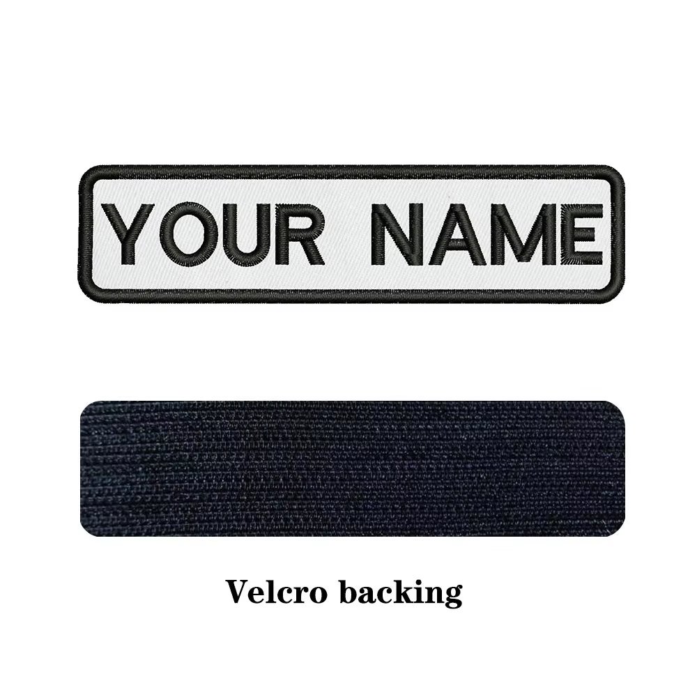 Parche bordado nombre personalizado fondo blanco 10x2,5 cm rayas - imagen 3