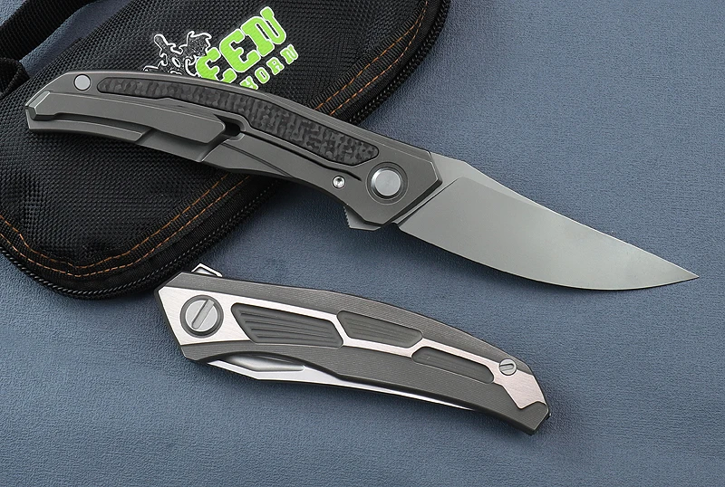 Detalle del sistema de apertura y rodamiento cerámico del cuchillo WUBU