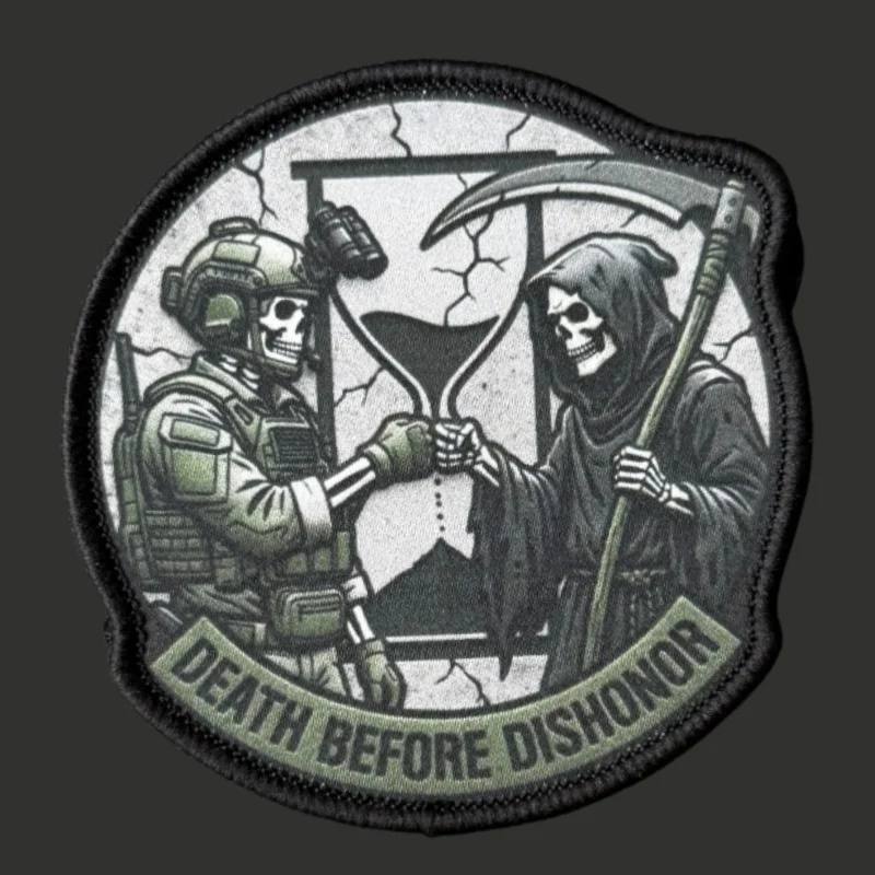 Parche táctico Death Before Dishonor calavera y guadaña con velcro - imagen 5
