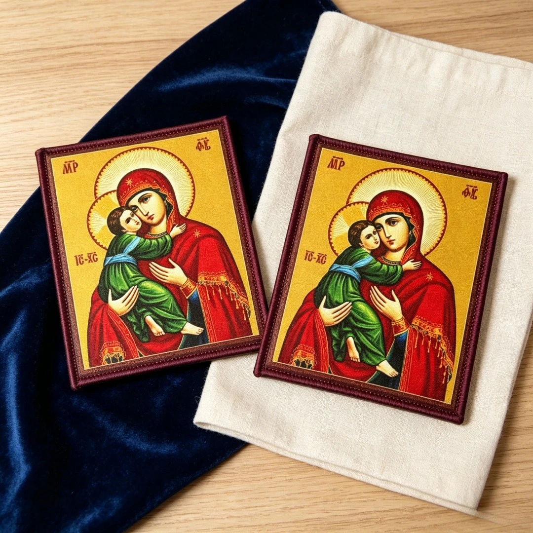 Parche religioso ortodoxo Virgen María Jesús San Panteleimon velcro - imagen 2