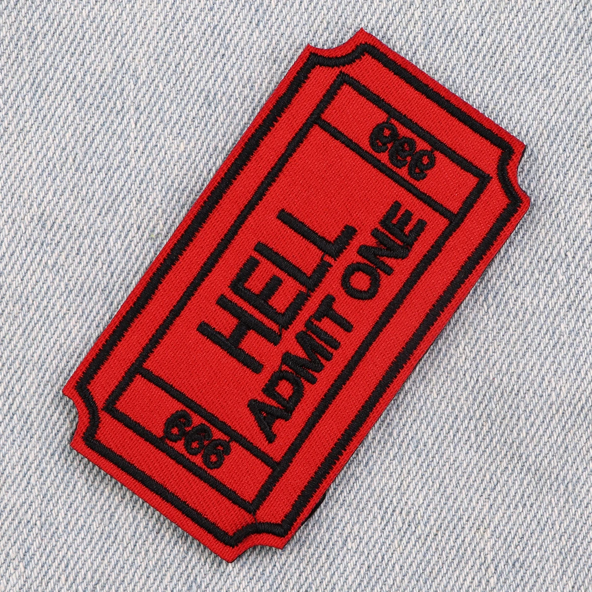 Parche bordado entradas rojas – Insignia táctica para coser chaqueta - imagen 2