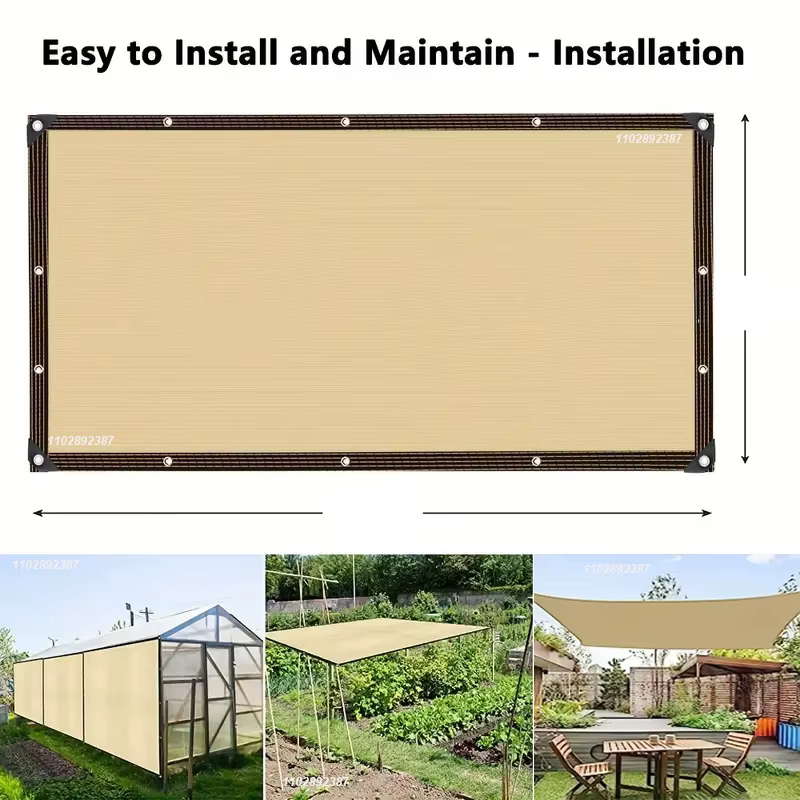 Malla de sombra HDPE beige con protección UV para jardín