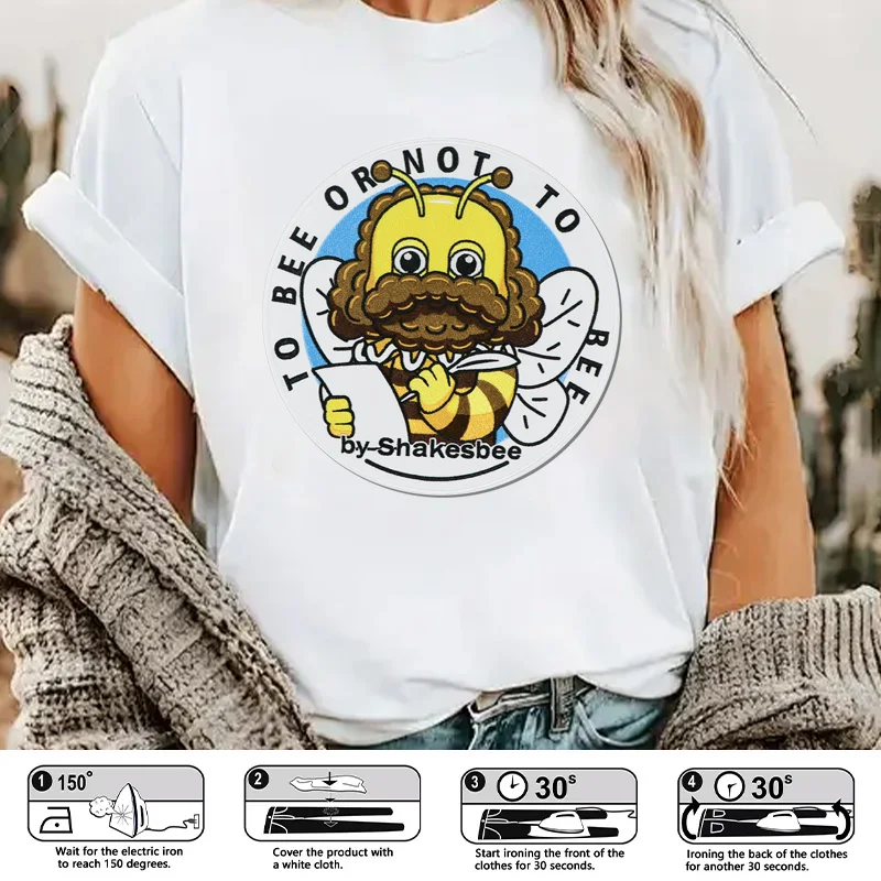 Parche bordado termoadhesivo abeja dibujo animado – Para ropa y gorra - imagen 2