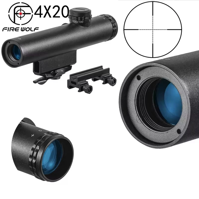 Visor táctico Fire Wolf HD 4x20 con retícula Mil-DOT para caza - imagen 3