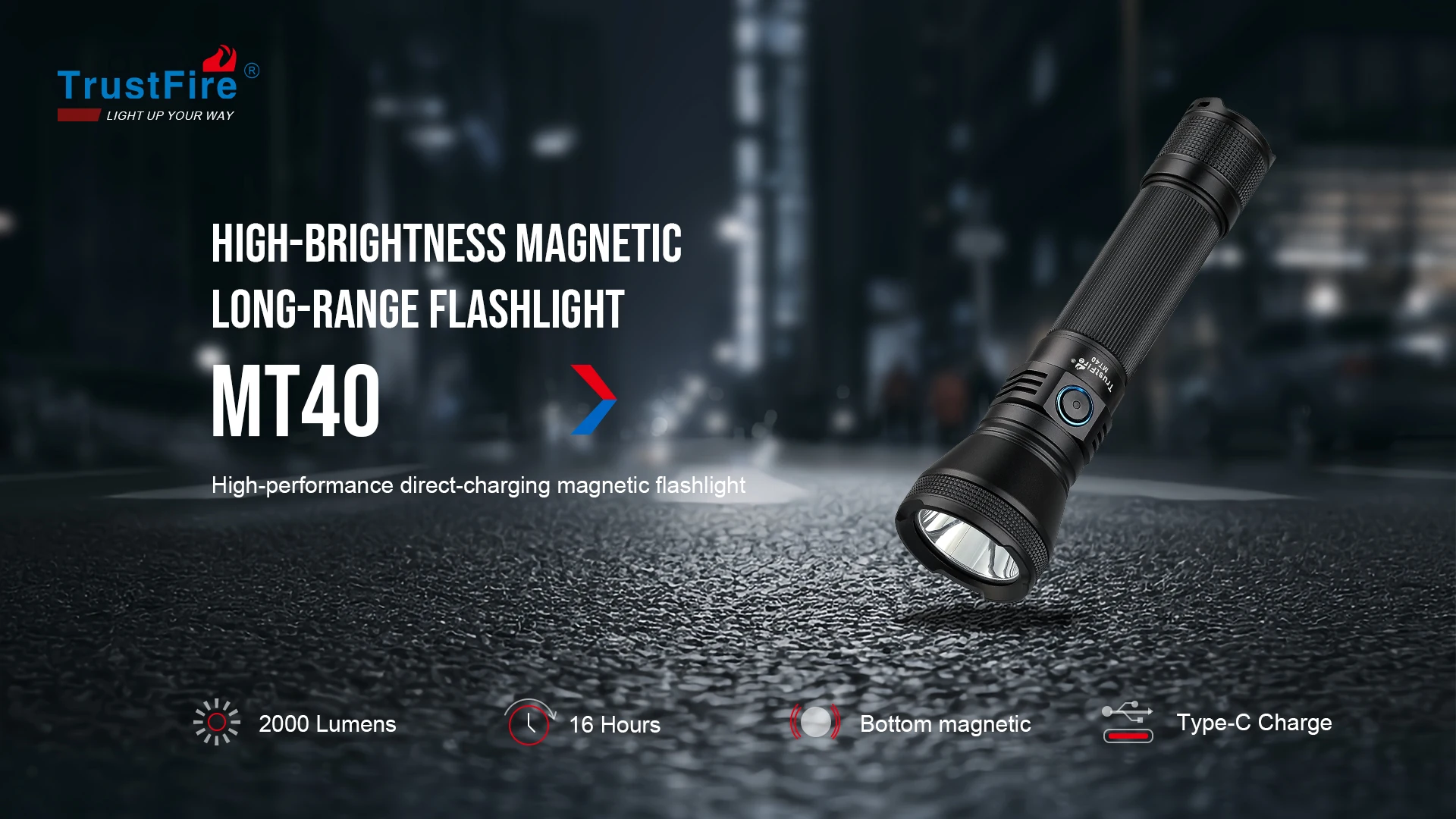 Linterna TrustFire MT40 en uso