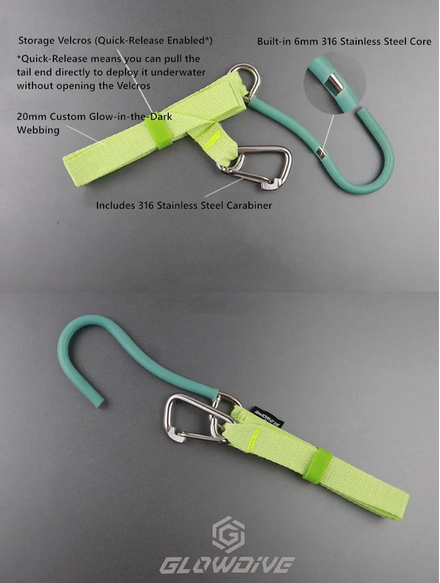 Gancho luminoso para correas y sujeciones en arrecifes