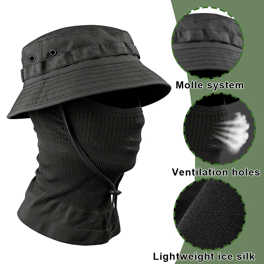 Sombrero Boonie Táctico con Pañuelo Cuello UV – Caza Pesca Camping - imagen 5