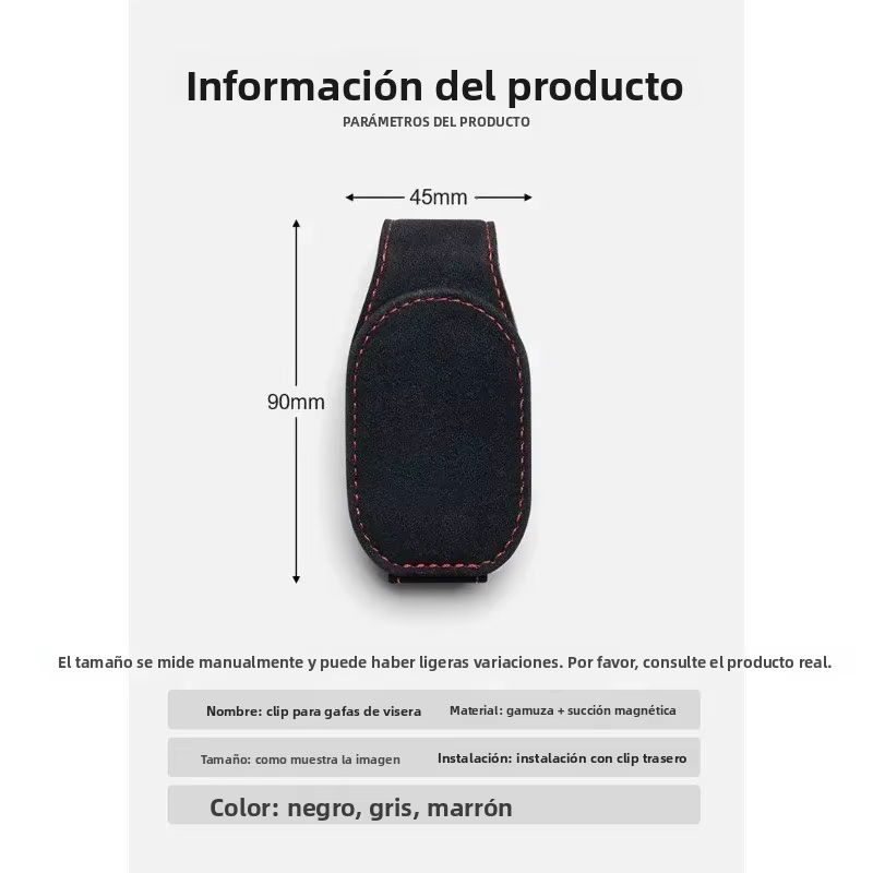 Clip gafas de sol multiusos funda cuero para visera coche