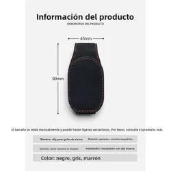 Clip gafas de sol multiusos funda cuero para visera coche
