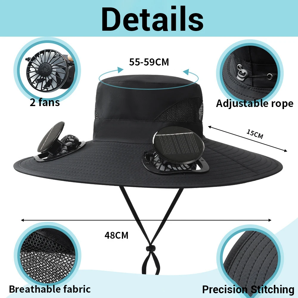 Gorra de pesca ala ancha con protección solar y ventilación - imagen 3