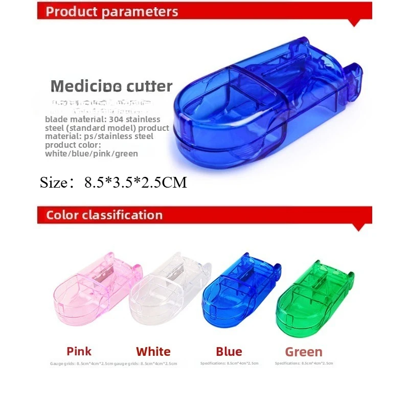 Caja transparente de plástico para cortar medicamentos