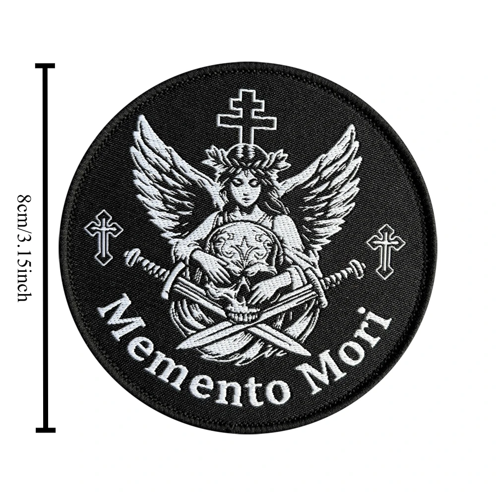 Parche táctico calavera Memento Mori con cruz ortodoxa velcro