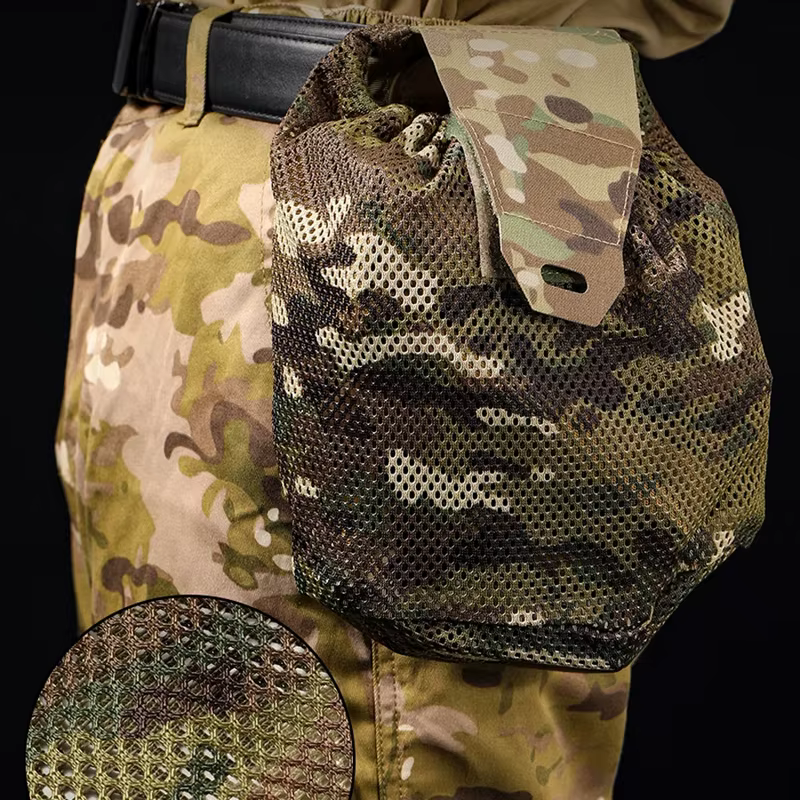 Bolsa táctica de malla plegable con cordón ajustable portátil - imagen 4