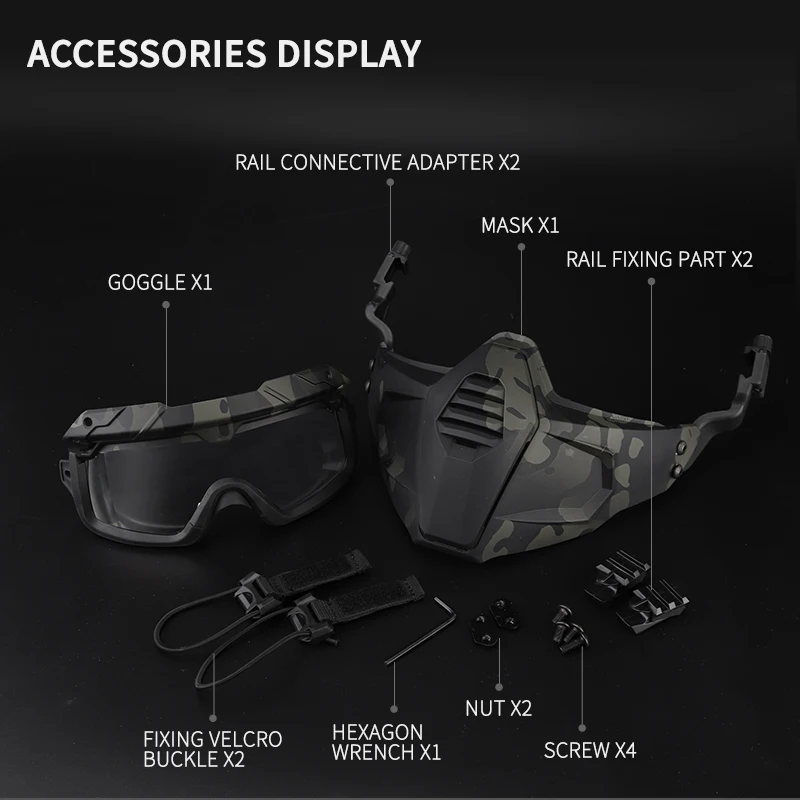 Casco táctico modular de caza con media máscara y gafas de seguridad - imagen 4