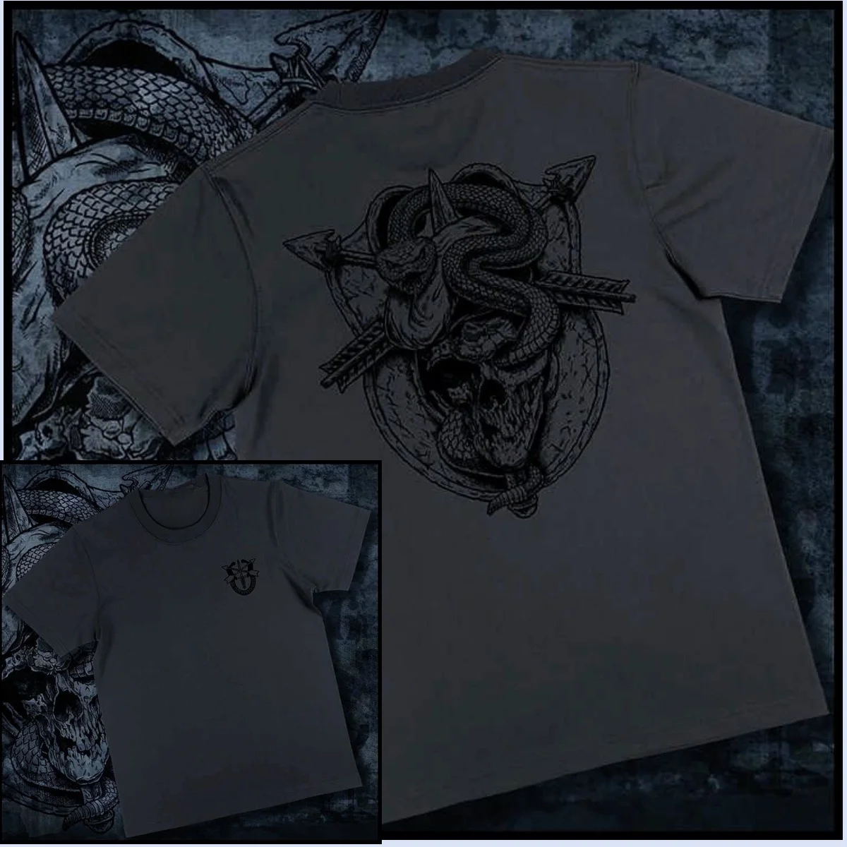 Camiseta táctica retro algodón puro cuello redondo manga corta