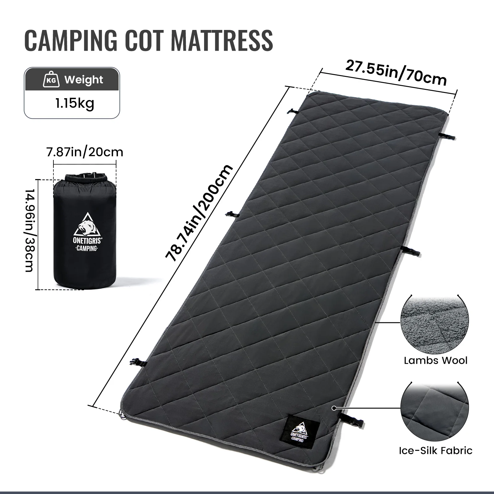 OneTigris Colchón para Cama de Campaña Reversible Multiestación - imagen 4