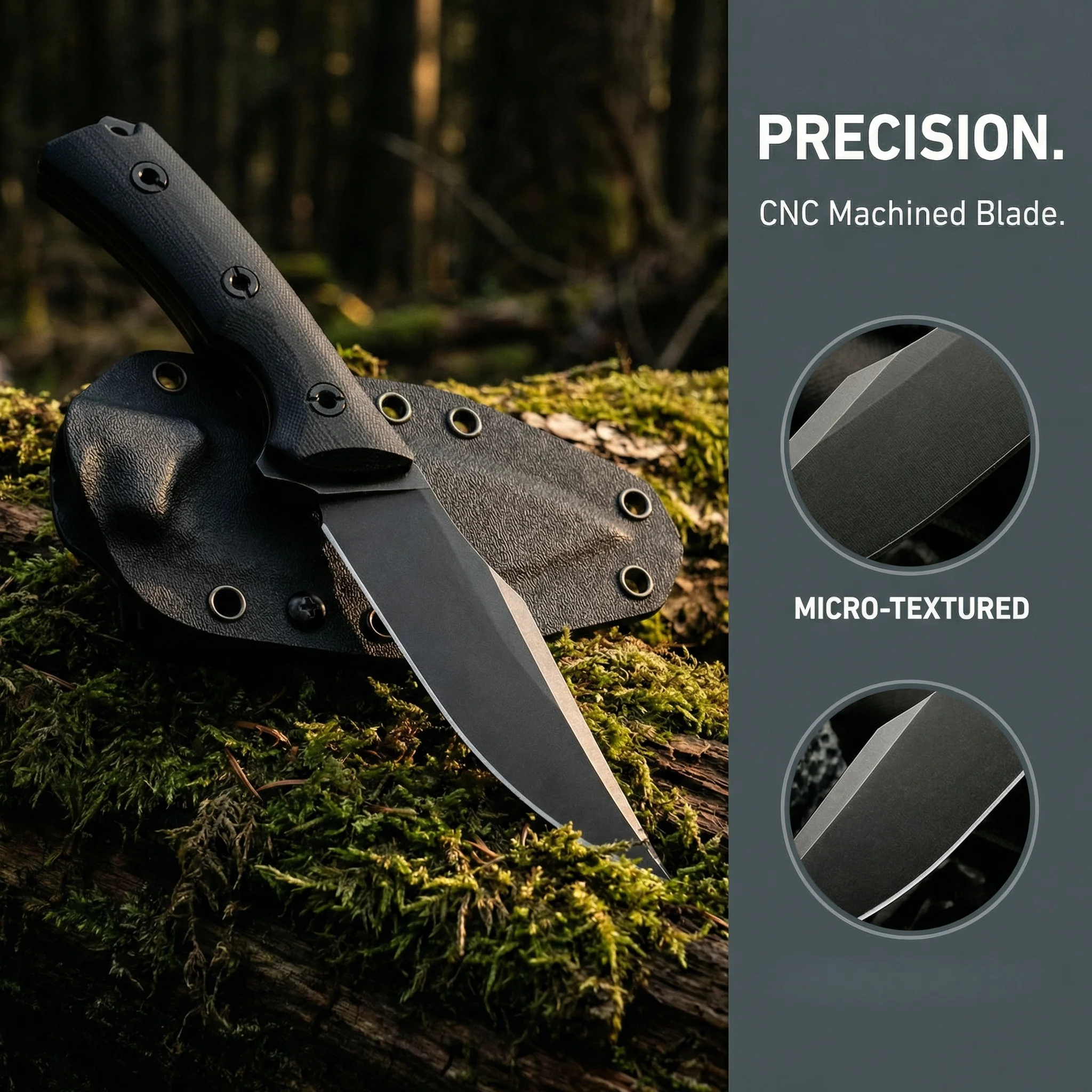 Cuchillo fijo acero para exteriores y emergencia, portátil - imagen 3