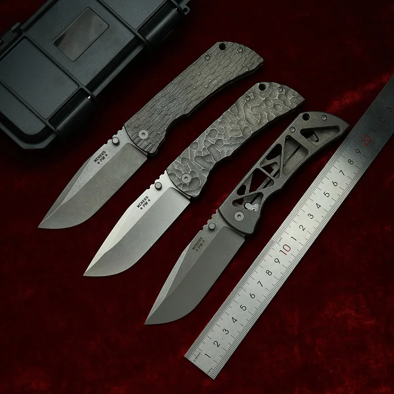 LEMIFSHE Mac2 Navaja plegable EDC de titanio y acero MagnaCut