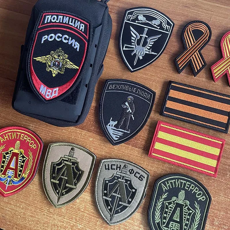 Parche bordado táctico emblema Alfa Bandera rusa para MOLLE