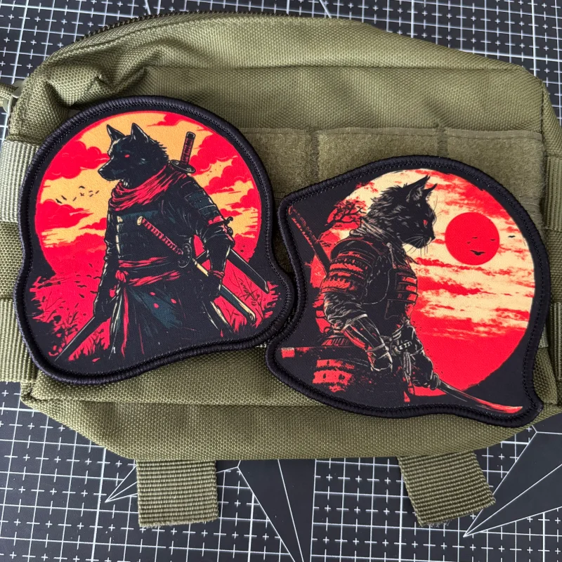 Parche táctico Cat Dog Warrior con velcro moral militar - imagen 3