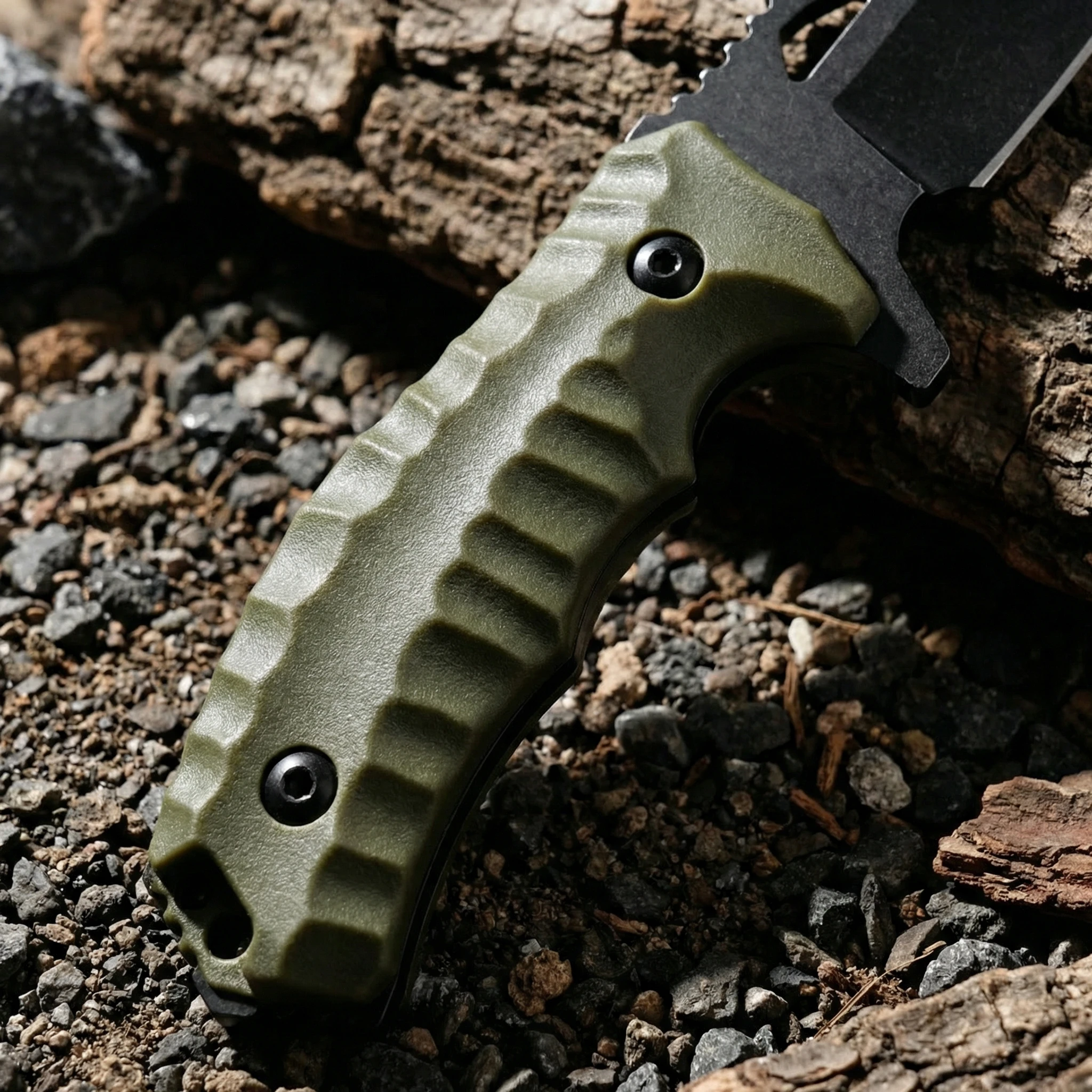 Cuchillo fijo táctico para exterior con funda de emergencia