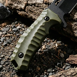 Cuchillo fijo táctico para exterior con funda de emergencia