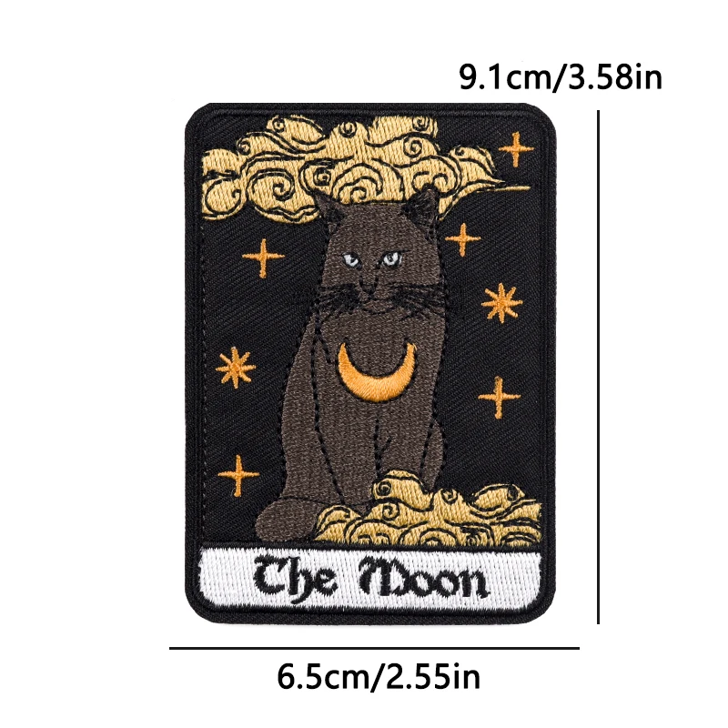 Parche bordado tarot gato negro termoadhesivo – Gótico para chaquetas y mochilas - imagen 4