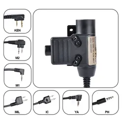 WADSN U94 Adaptador PTT táctico para cascos Earmor y radios Baofeng