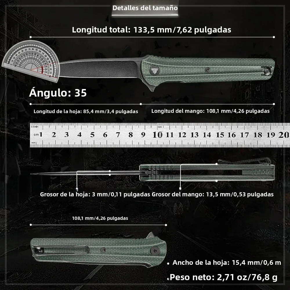 TRIVISA EDC cuchillo plegable de bolsillo acero inoxidable - imagen 4