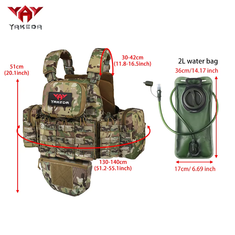 YAKEDA Chaleco táctico multifuncional resistente con bolsa de agua - imagen 2