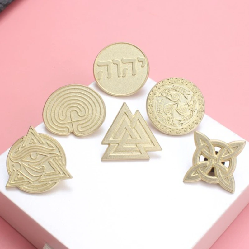 Broches esmaltados dorados símbolo nórdico bohemio para cazadora - imagen 3