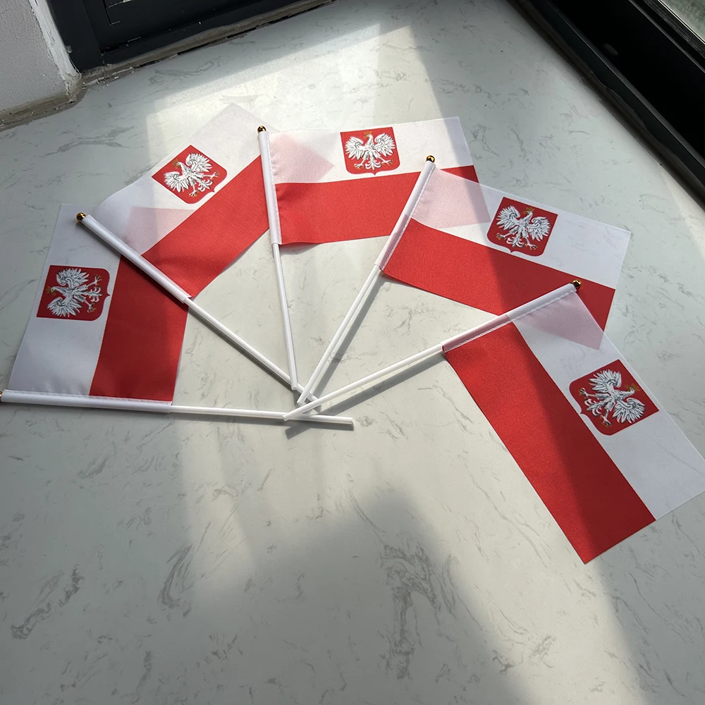 Bandera de Polonia águila poliéster con asta plástica - imagen 4