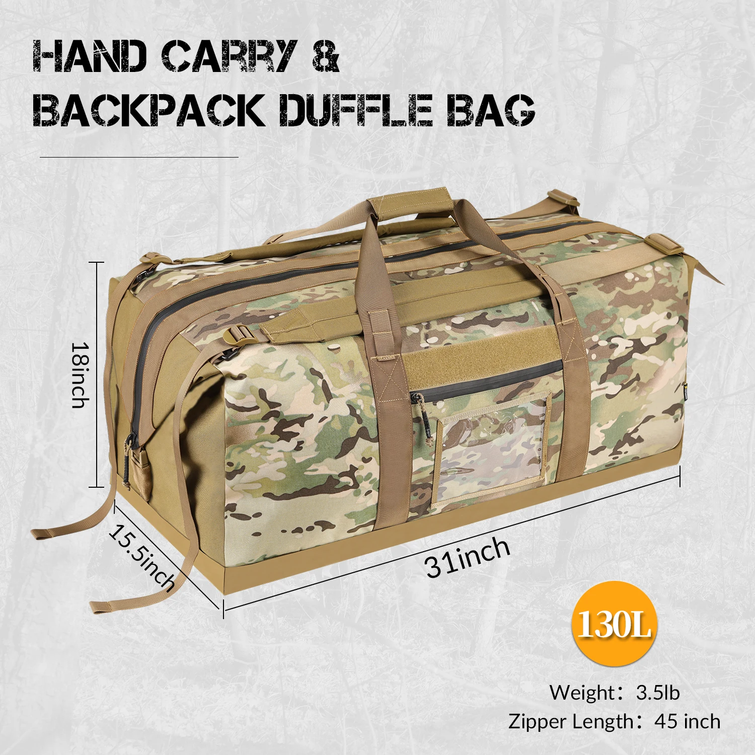 VOTAGOO saco de viaje táctico impermeable plegable apertura total