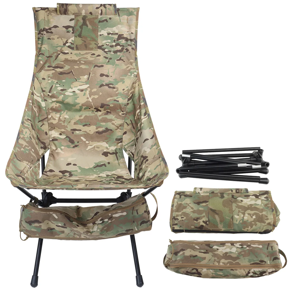 Silla plegable táctica con respaldo de aleación ligera para camping - imagen 2