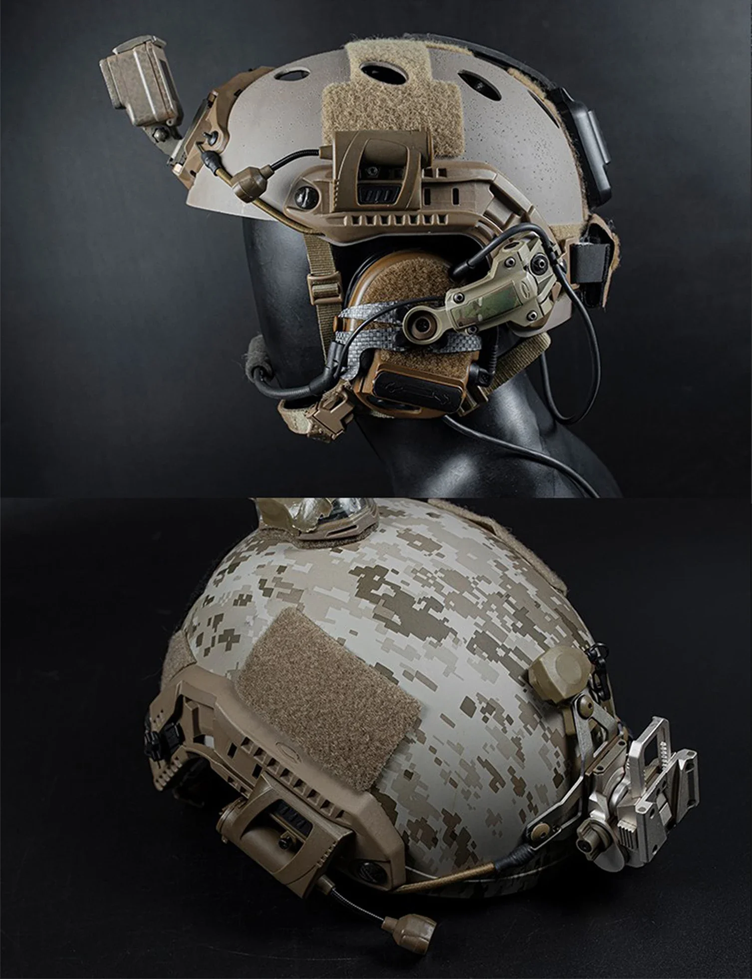 Montaje lateral del clip adaptador ARC en casco airsoft