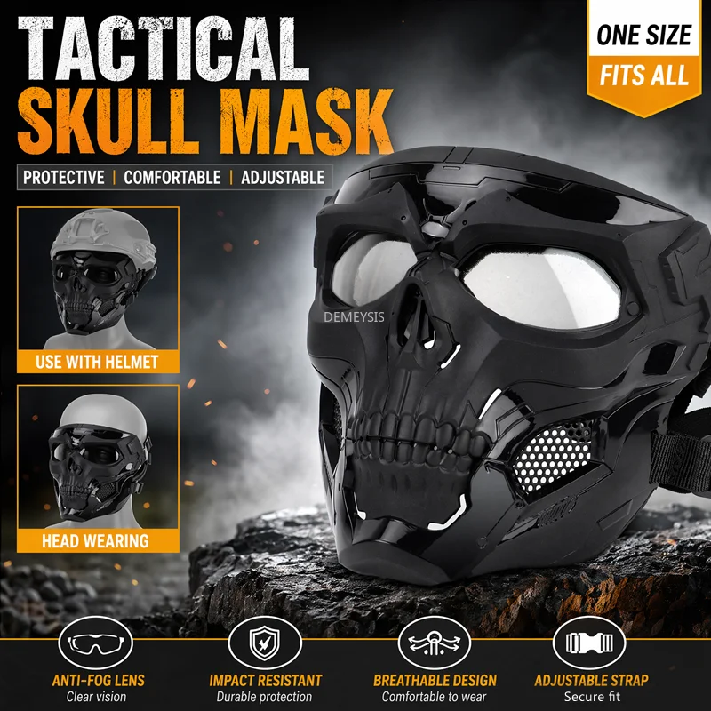 Máscara táctica de paintball camuflaje calavera transpirable