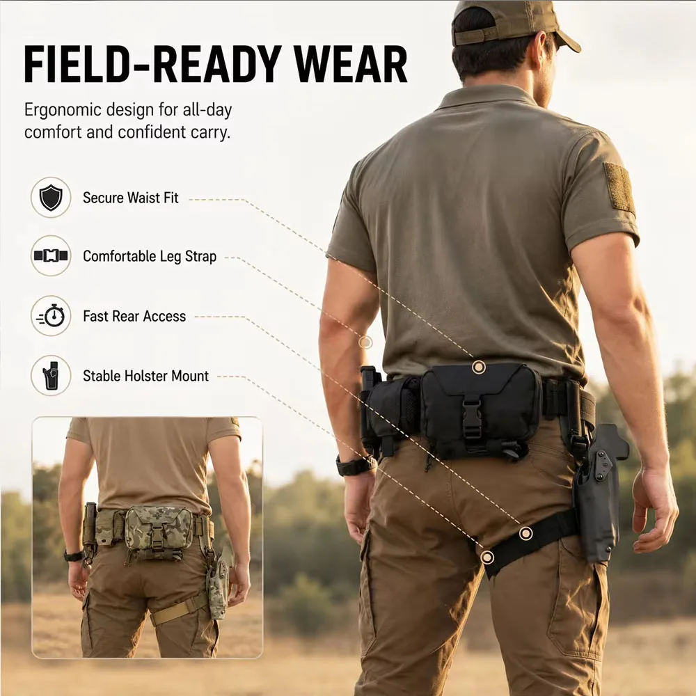 Cinturón táctico MOLLE liberación rápida – Airsoft caza tiro con fundas - imagen 3