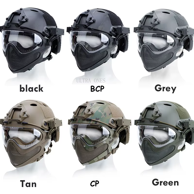 Casco Airsoft táctico con máscara y gafas protección facial completa - imagen 5