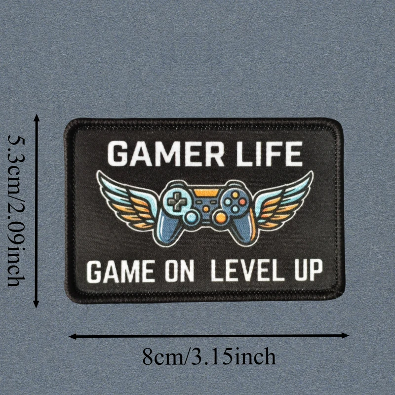 GAMER LIFE parche táctico gamer bordado con gancho y bucle nivel up - imagen 2