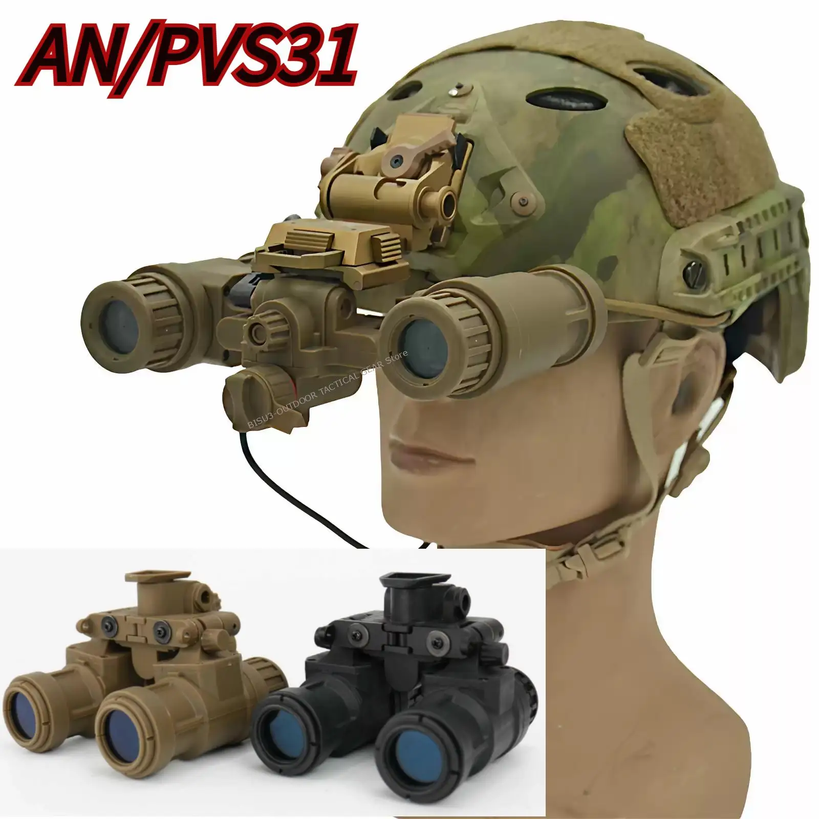 Gafas visión nocturna tácticas AN/PVS31 réplica sin NVG para casco - imagen 3
