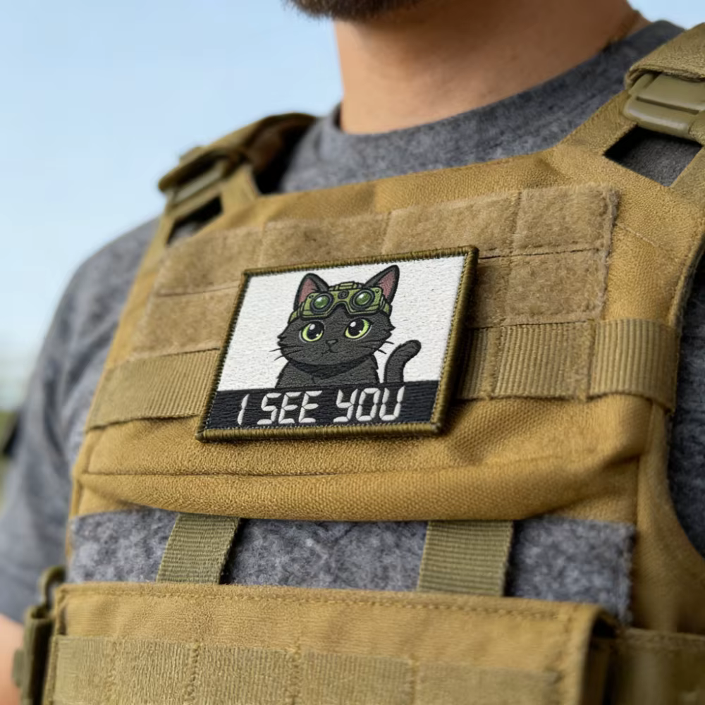 Parche táctico moral gato negro I See You – gancho y bucle mochila - imagen 5