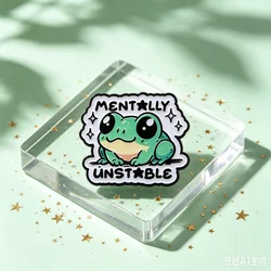 Pin solapa esmaltado rana divertida – Insignia táctica para mochila
