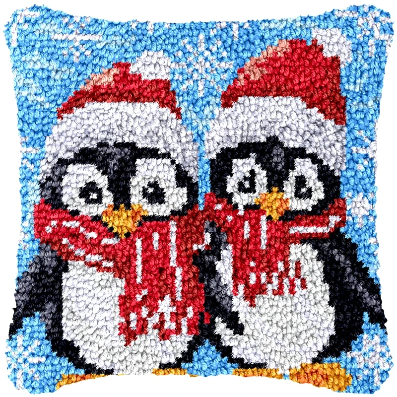 Kit de bordado punto de cruz pingüino y flamenco cojines y alfombras - imagen 4