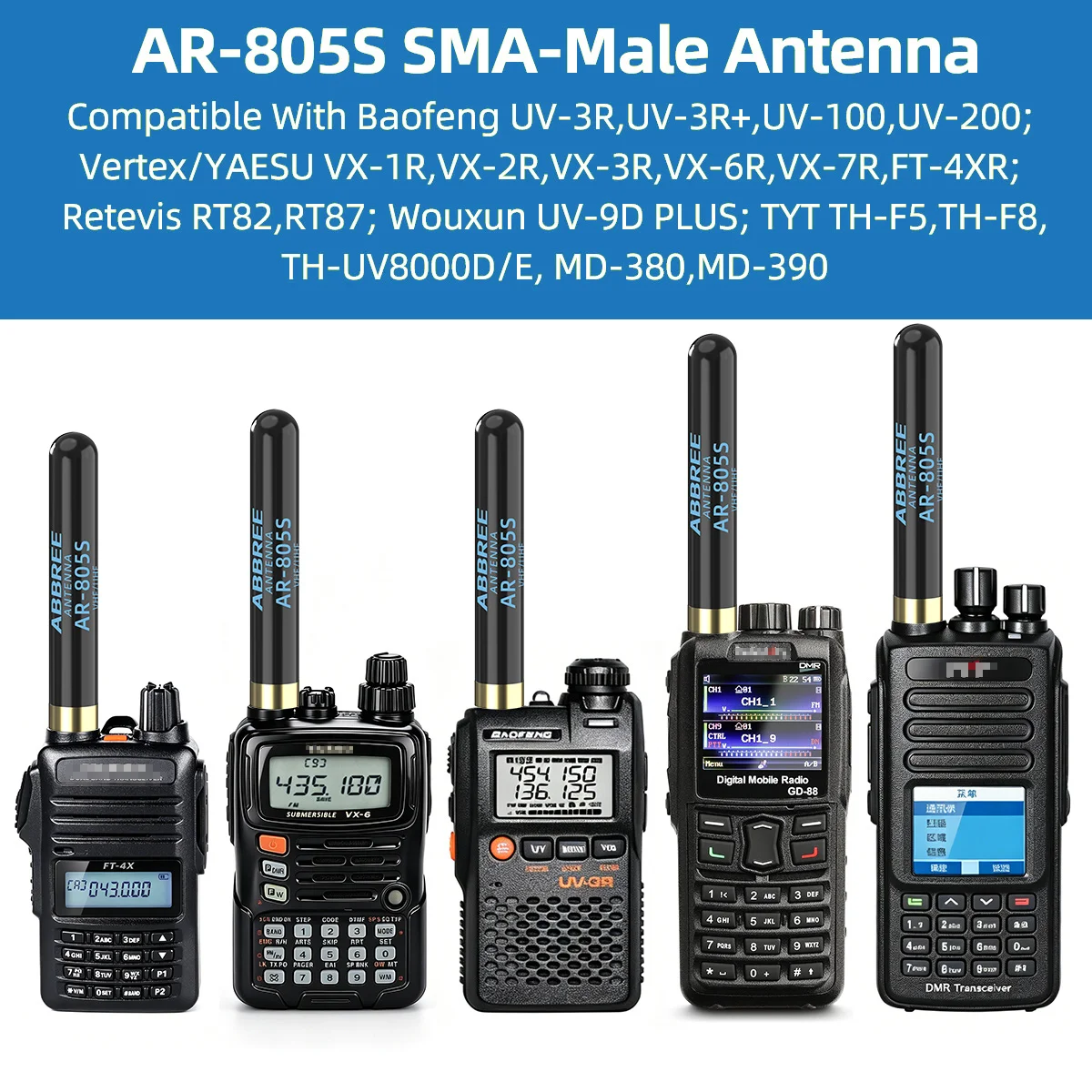 Antena ABBREEE AR-805S SMA macho para walkie talkie