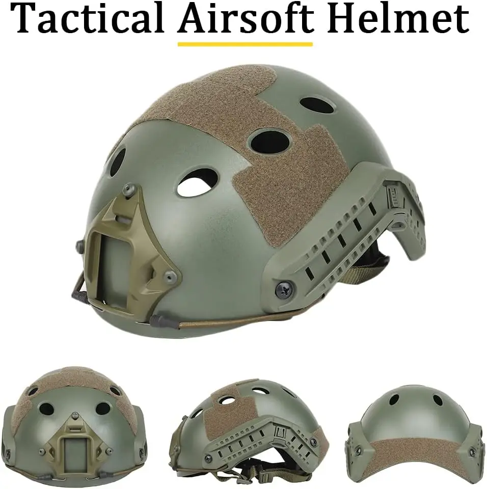 Kit casco Airsoft con auriculares, gafas y linterna – Paintball CQB - imagen 2