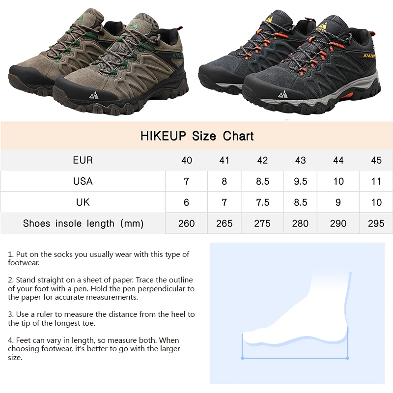 HIKEUP Zapatillas de senderismo antideslizantes para hombre, resistentes - imagen 4