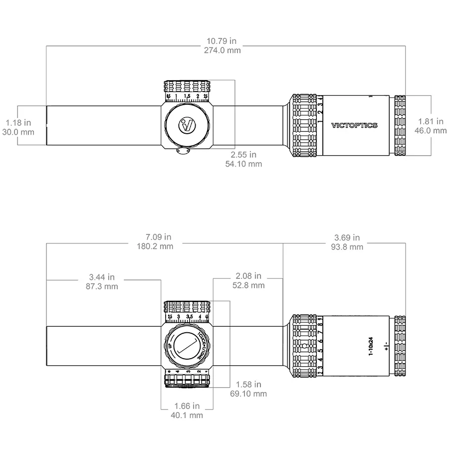 Victoptics 1-10x24 SFP Visor Telescópico Táctico para Rifle Caza - imagen 5