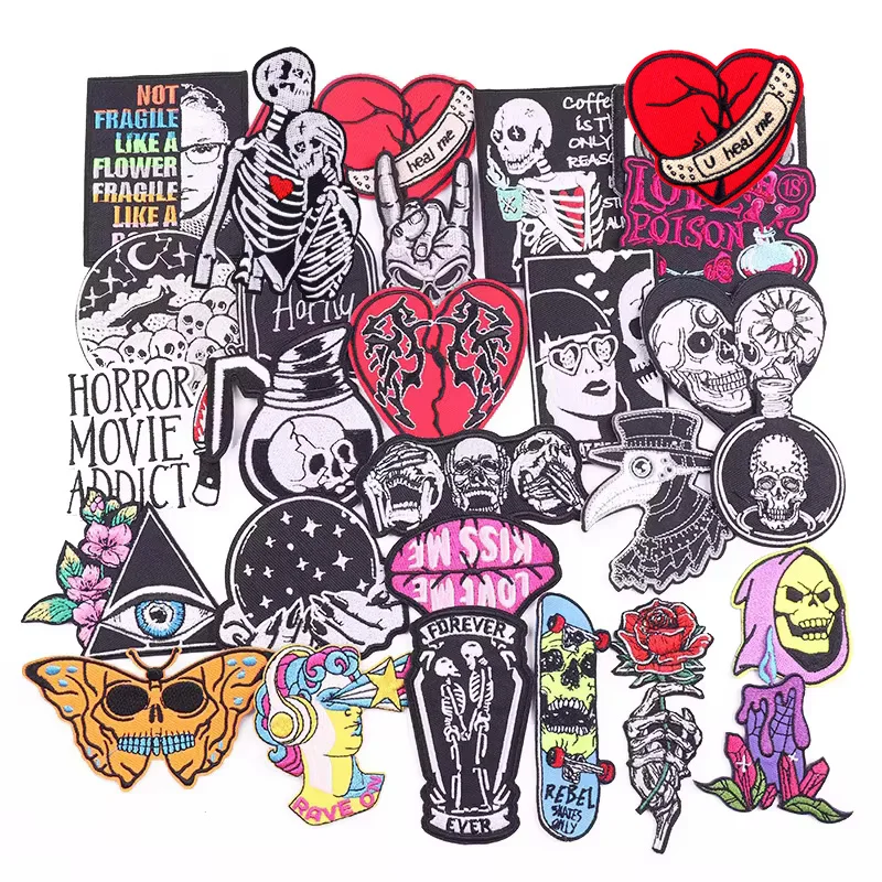 Parche bordado punk horror para ropa y mochila – planchar facil
